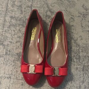 Red Patent Salvatore Ferragamo Varina ballet flat 7.5
